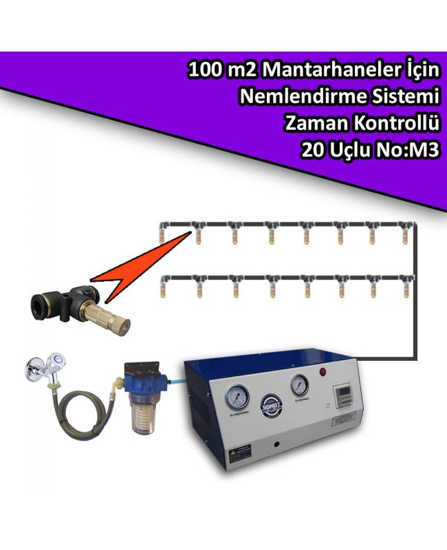 100 M2 Mantarhaneler İçin 20 Nozullu Nemlendirme Sistemi Zaman Kontrollü No:M3 100 M2 Mantarhaneler İçin 20 Nozullu Nemlendirme Sistemi Zaman Kontrollü No:M3